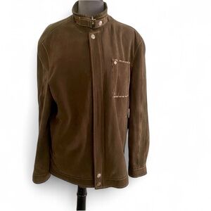 VINTAGE ACCORD MEN’S BROWN SUEDE MOTO JACKET SIZE MEDIUM CLASSIC MINIMALISTIC